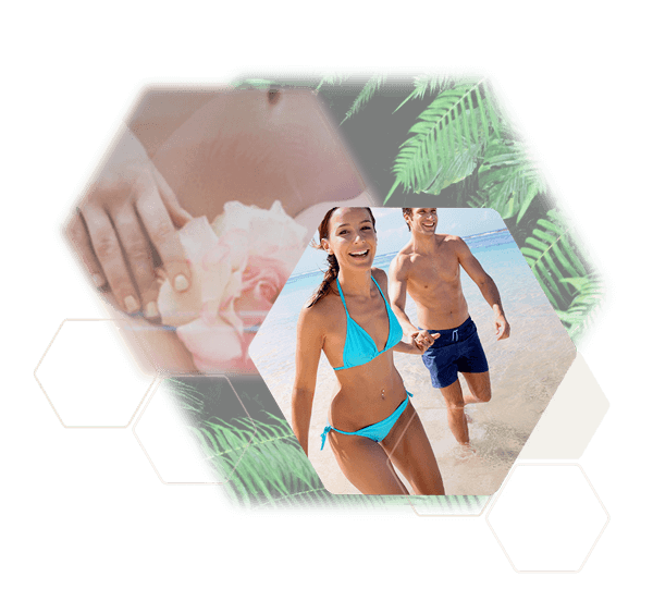 Photo collage hairless bikini zone Brasilian Waxing