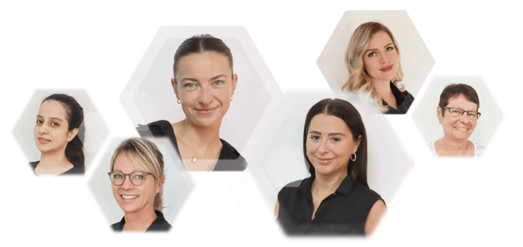 Fotokollage Portrait Mitarbeiterinnen Haarfreiheit Management Team